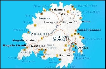 Serifos map, plattegrond