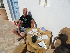 Folegandros, Chora, breakfast at Fata Morgana Studios