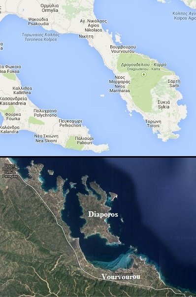 map of Halkidiki