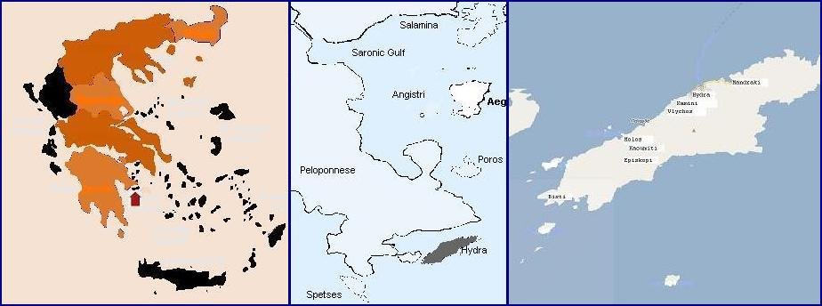 map of Hydra, Greece, plattegrond van Hydra, Griekenland