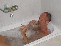 Me in the Capsis Hotel bathtub
