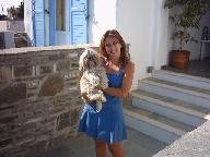 Anna and her dog Tina at the entrance