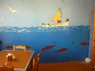 De muurschildering in  Markos taverna