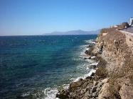 De kuststrook tussen Mykonos stad en Megali Amos beach.
