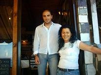 Stella and Nikos at Mouragio restaurant. 