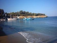 The rocks at the end of the beach of Agia Pelagia