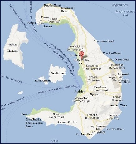 plattegrond van Santorini