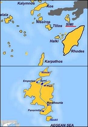 Symi map, Symi plattegrond