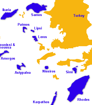 Ferry routes to Symi, Dodecanese, Greece