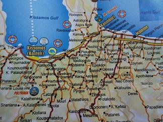 Plattegrond Rodopos, Kolimbari, Kissamos Kreta, Map of Rodopos, Kolimbari, Kissamos Crete.