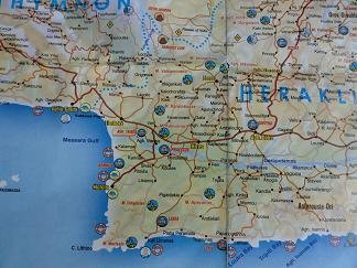 Plattegrond Mires, Matala, Agia Galini Kreta, Map Mires, Matala, Agia Galini Crete.