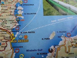 Plattegrond Agios Nikolaos, Elounda Kreta, Map of Agios Nikolaos, Elounda Crete.