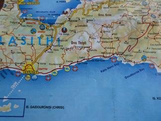 Plattegrond Agios Nikolaos, Ierapetra Kreta, Map of Agios Nikolaos, Ierapetrat Crete.